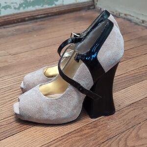 Zinc Suede Leather Platform Heels